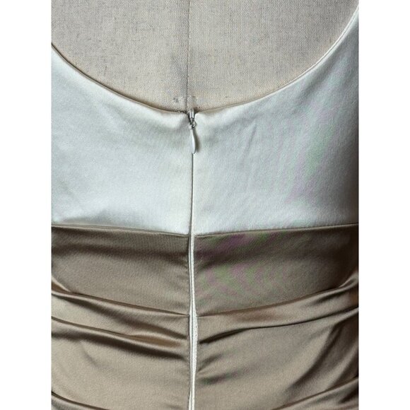 Xscape Dress Women 8‎ Ivory Tan Sweetheart Neck Ruched Mini Party Cocktail - Picture 7 of 10